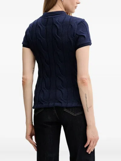 Polo Ralph Lauren Cable-knit Polo Shirt In Blue
