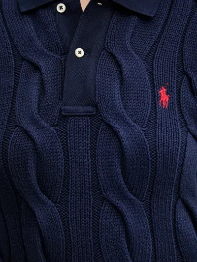 Polo Ralph Lauren Cable-knit Polo Shirt In Blue