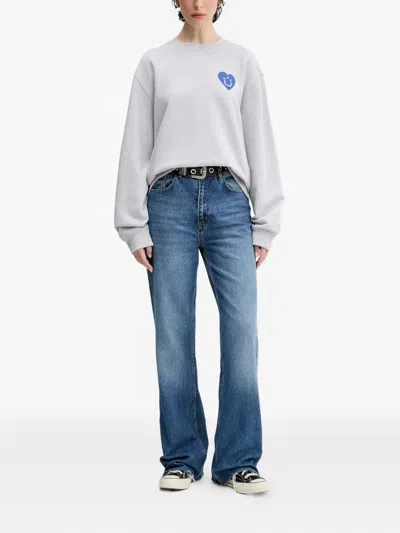 Hugo Boss Heart-logo Sweatshirt In Gray