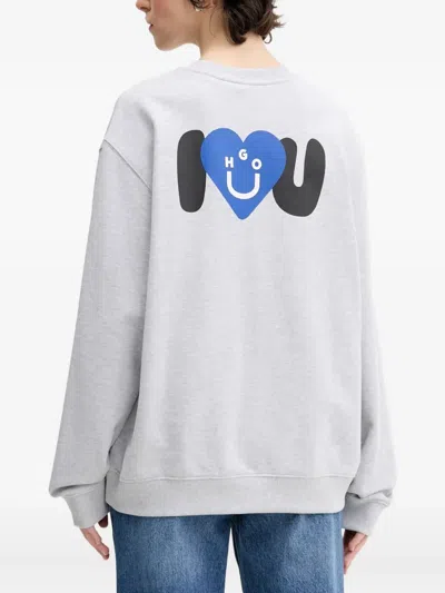 Hugo Boss Heart-logo Sweatshirt In Gray