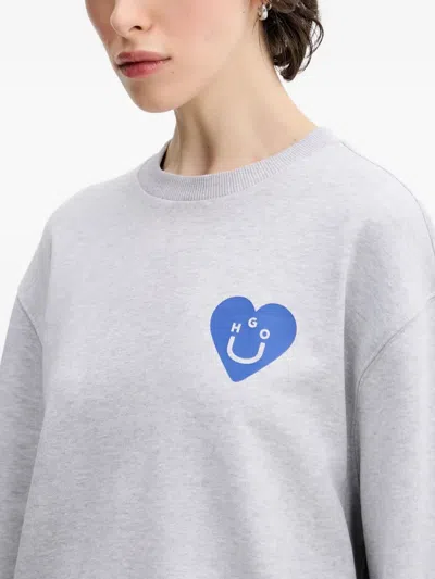 Hugo Boss Heart-logo Sweatshirt In Gray