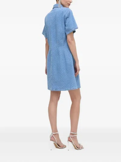 Custommade Polka-dot Mini Shirt Dress In Blue