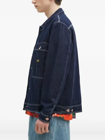 Stan Ray Coverall Contrast-stitch Denim Jacket In Blue