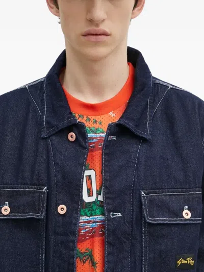 Stan Ray Coverall Contrast-stitch Denim Jacket In Blue
