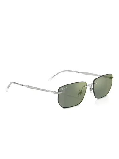 Ray Ban Square-frame Rimless Sunglasses In Green
