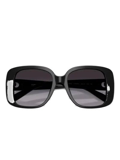 Tory Burch Pierced Oversized Square Sunglasses In Black