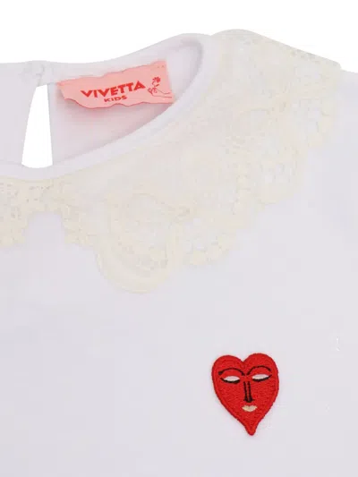 Vivetta Lace-collar Heart-applique T-shirt In White