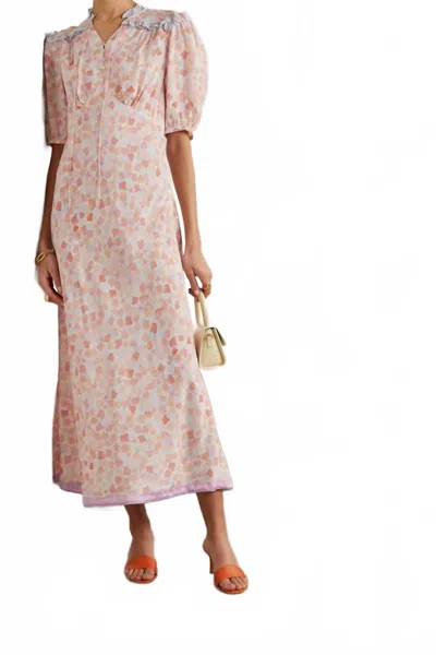 Rixo London Gwen Midi Dress In Pebble Shell Peach In Multi
