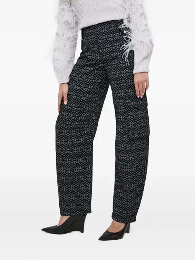 Patrizia Pepe Geometric-print Trousers In Black