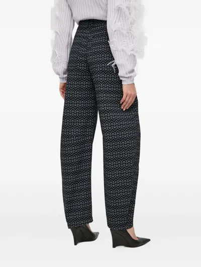 Patrizia Pepe Geometric-print Trousers In Black