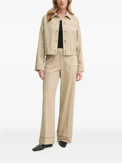 Samsoe & Samsoe Cuffed Wide-leg Trousers In Neutral