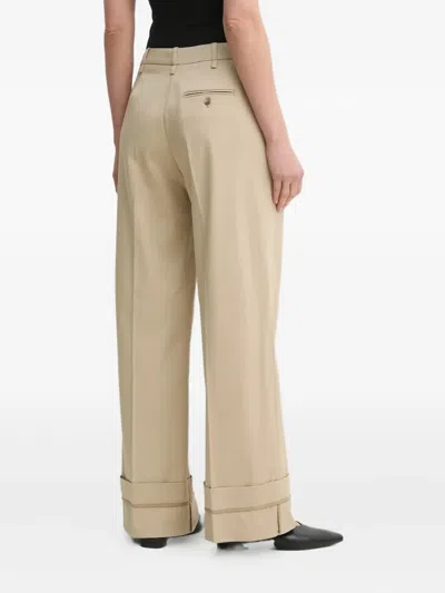 Samsoe & Samsoe Cuffed Wide-leg Trousers In Neutral