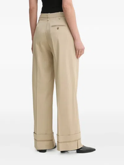 Samsoe & Samsoe Cuffed Wide-leg Trousers In Neutral