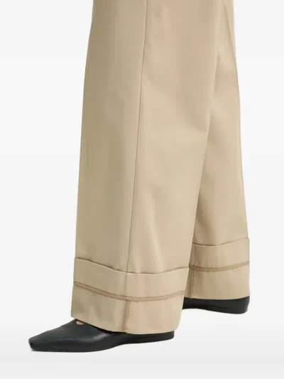 Samsoe & Samsoe Cuffed Wide-leg Trousers In Neutral