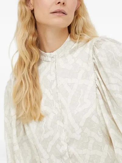 Bruuns Bazaar Sarias Geometric-print Puff-sleeve Mini Dress In Neutral