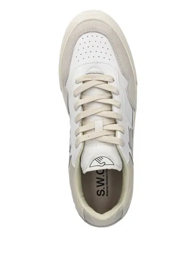 Stepney Workers Club Logo-detail Leather Sneakers In Neutral