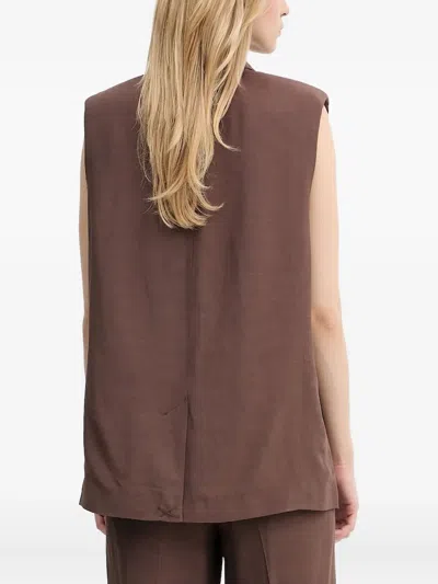 Samsoe & Samsoe Padded-shoulder Sleeveless Blazer In Brown