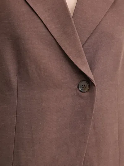 Samsoe & Samsoe Padded-shoulder Sleeveless Blazer In Brown