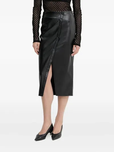 Patrizia Pepe Button-front Midi Skirt In Black