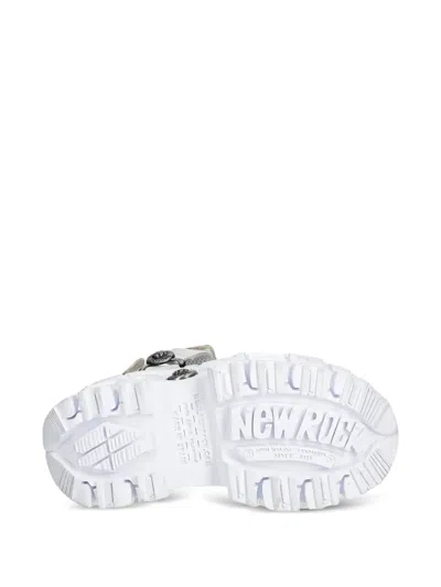 New Rock 100mm Studded Platform Sandals In White