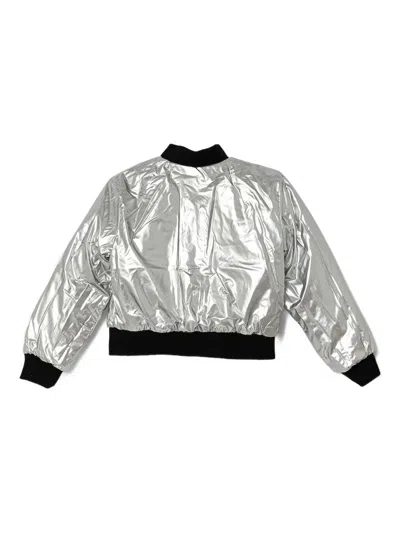 Guess Metallic-effect Reversible Bomber Jacket In White