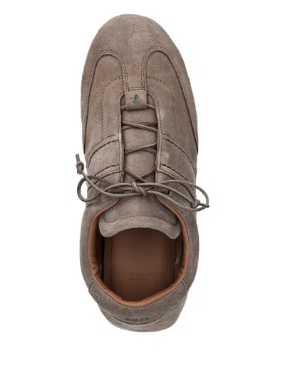 Hugo Boss Lace-up Suede Sneakers In Brown