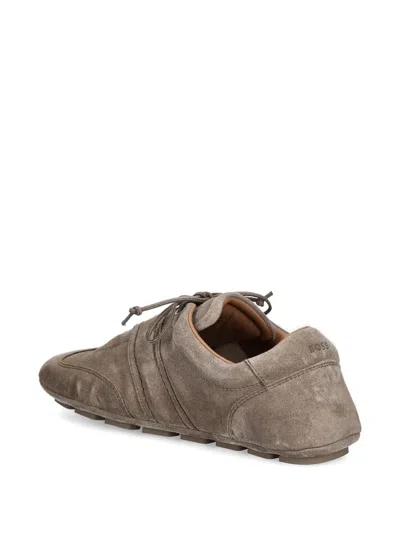 Hugo Boss Lace-up Suede Sneakers In Brown