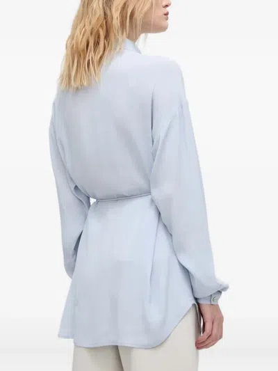 Bruuns Bazaar Lace-insert Belted Shirt In Blue