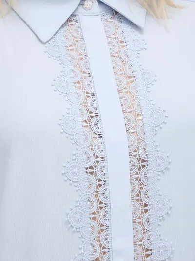 Bruuns Bazaar Lace-insert Belted Shirt In Blue