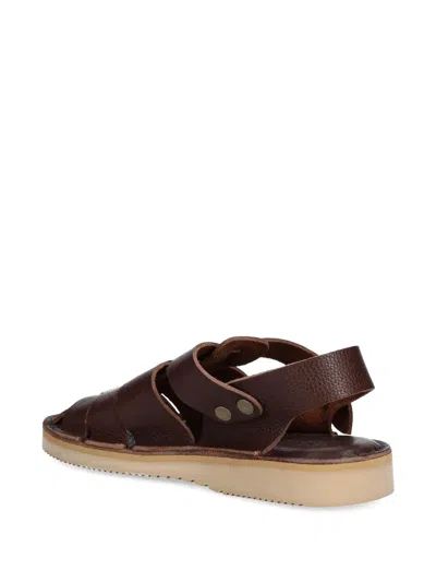 Fracap Leather Buckle Sandals In Brown