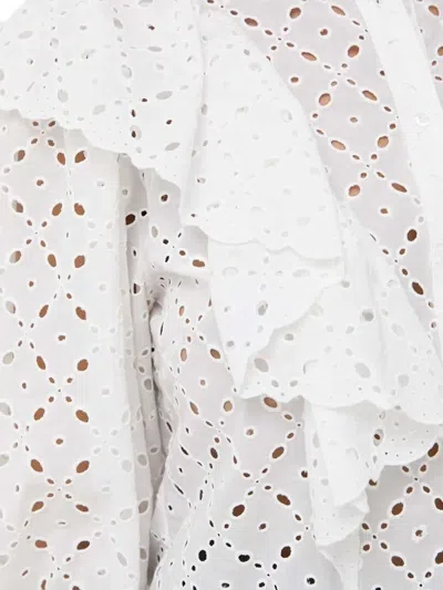 Notes Du Nord Honey Eyelet-embroidered Ruffle Blouse In White