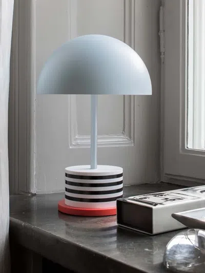 Printworks Riviera Dome-shade Striped Table Lamp In Blue