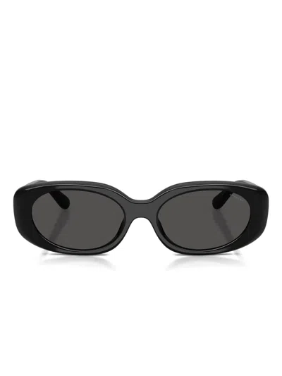 Coach Quilted Oval Rectangle Sunglasses In Black