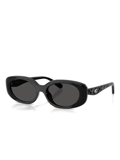 Coach Quilted Oval Rectangle Sunglasses In Black