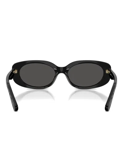 Coach Quilted Oval Rectangle Sunglasses In Black