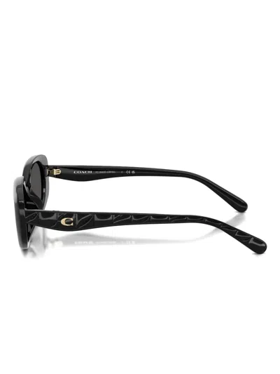 Coach Quilted Oval Rectangle Sunglasses In Black