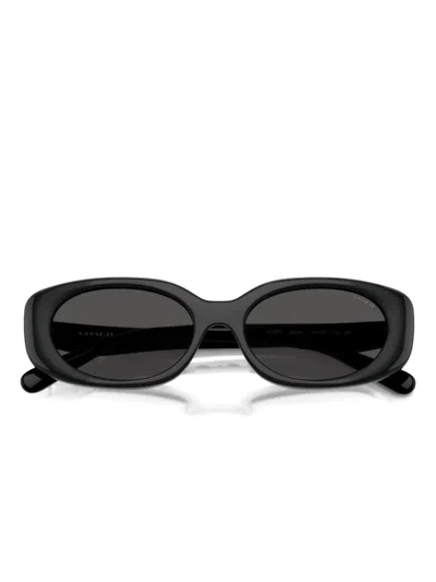 Coach Quilted Oval Rectangle Sunglasses In Black