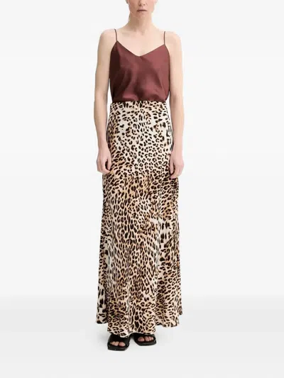 Gestuz Leopard-print Midi Straight Skirt In Multi