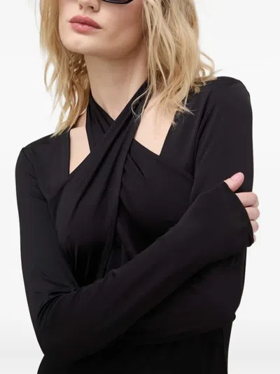 挂脖长袖连衣裙