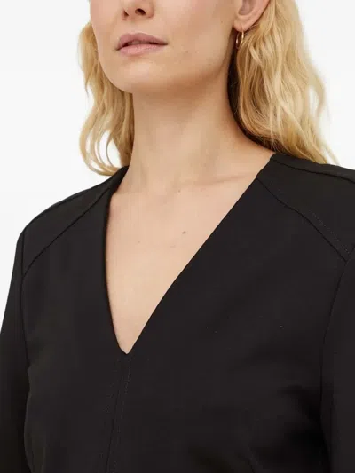 V领口袋迷你连衣裙