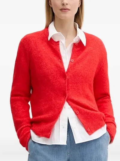 Samsoe & Samsoe Nor Button-front Knitted Cardigan In Red