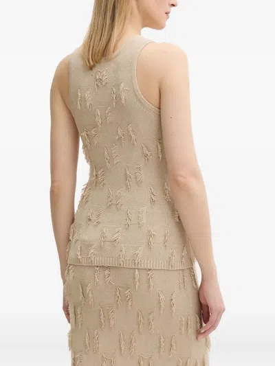 Samsoe & Samsoe Samarla Fringe-detail Sleeveless Top In Gold