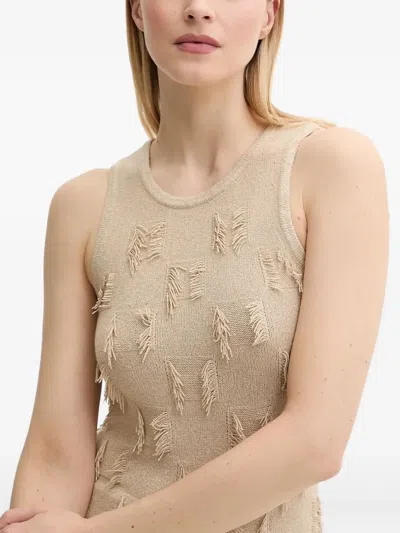 Samsoe & Samsoe Samarla Fringe-detail Sleeveless Top In Gold