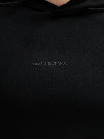 Armani Exchange Short-sleeve Hooded Sweater In Black