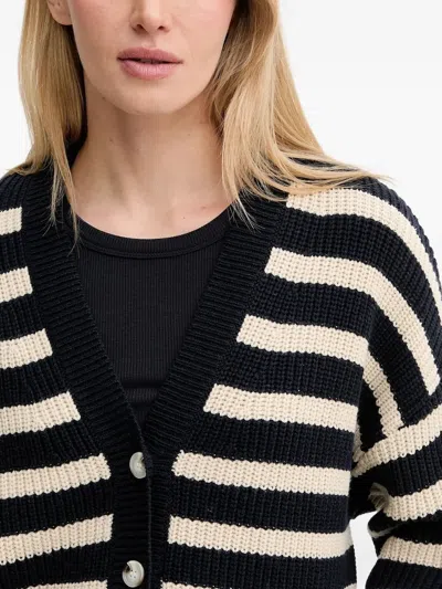 Munthe Tupper Striped Button-down Cardigan In Black