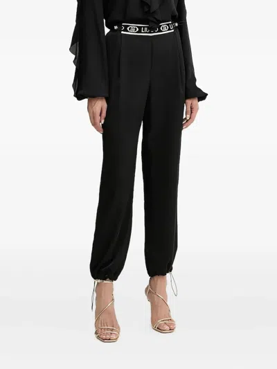 Liu •jo Drawstring-ankle Trousers In Black