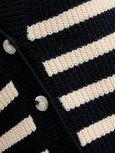 Munthe Tupper Striped Button-down Cardigan In Black