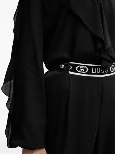 Liu •jo Drawstring-ankle Trousers In Black