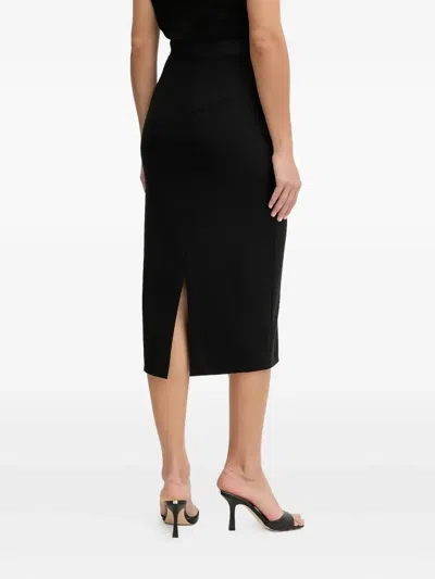 Hugo Boss High-waisted Midi Skirt In Black