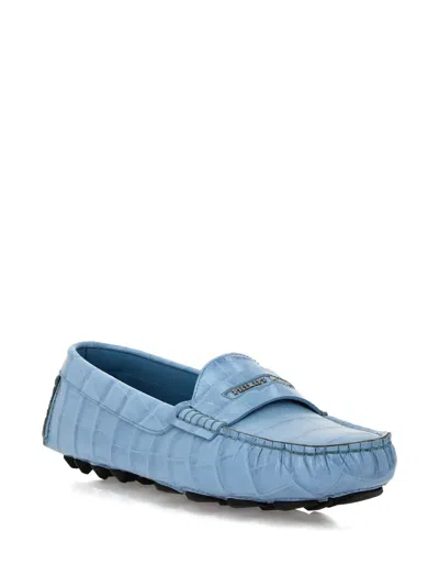 Philipp Plein Crocodile-embossed Loafers In Blue